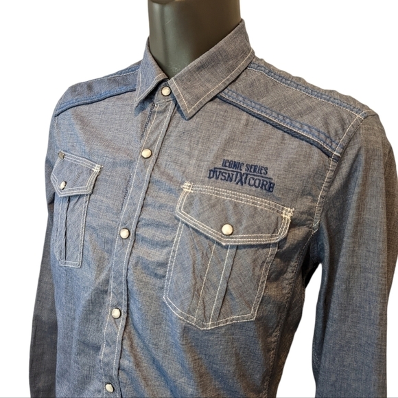 Txt blue button front shirt medium - Picture 4 of 9